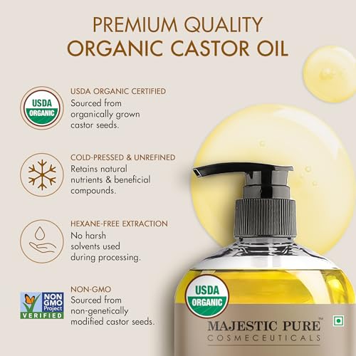 Pure Organic Castor Oil - 8 fl oz Hair & Skin Care