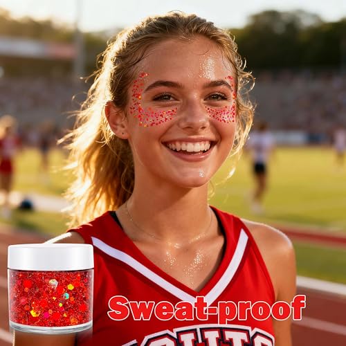 Red Holographic Body Glitter for Face & Hair