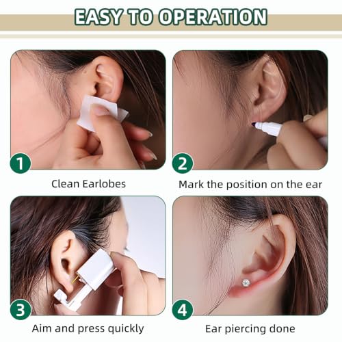 26 Piece Ear Piercing Kit with Disposable Guns & Earrings