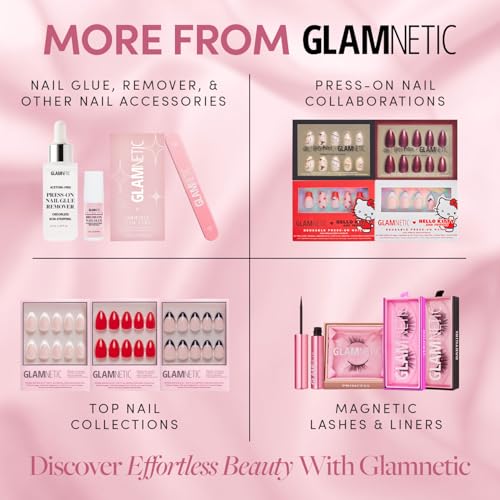 Glamnetic Press On Nails - Sheer Pink Medium Almond 30 Kit