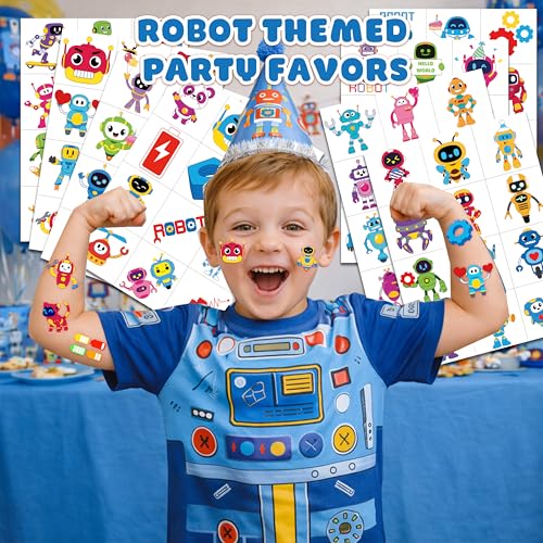 96 Pcs Robot Temporary Tattoos for Kids - Party Favors