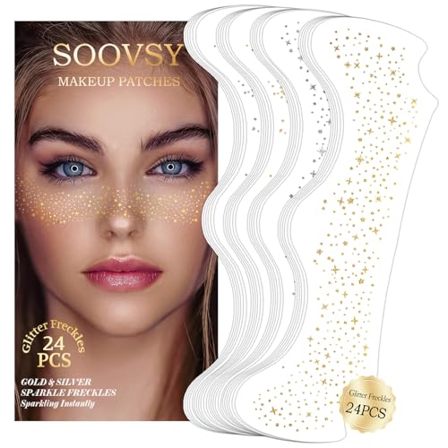 24pcs Gold & Silver Glitter Freckles Temporary Face Tattoos