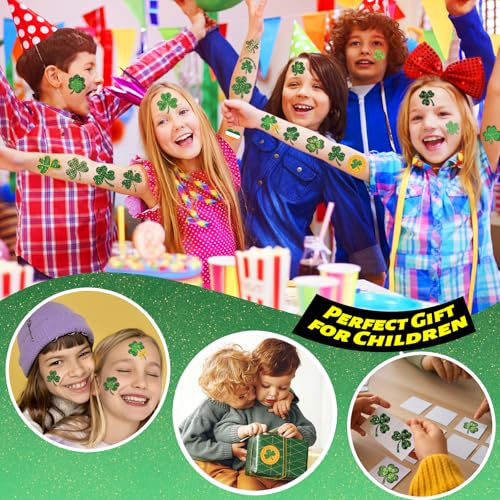 Winthrop 240 Pcs Glitter Shamrock Temporary Tattoos for Kids