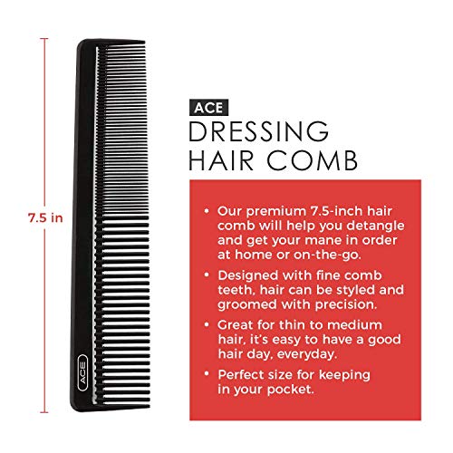 Goody Hair Ace Dressing Comb 7.5 Inch - Black | Pack of 1