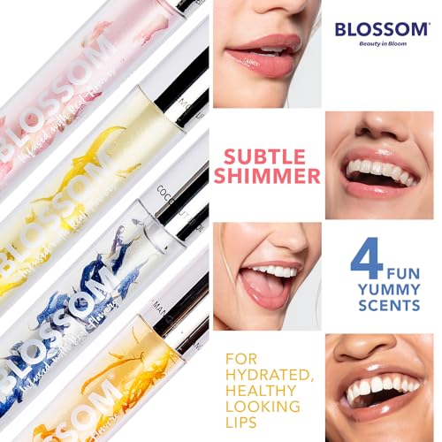 Blossom Lip Gloss & Oil with Olive Oil, Real Flowers, Watermelon