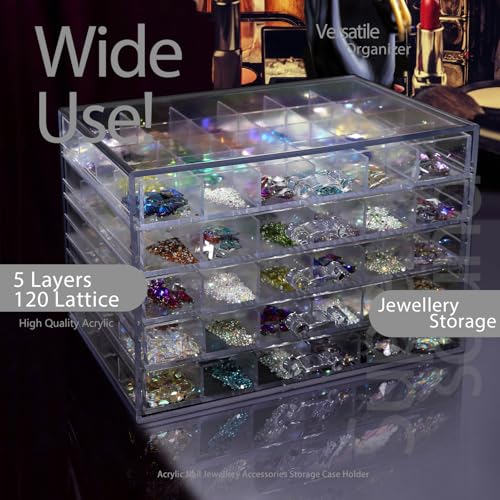 5 Tier 120Lattice nail Organizers and Storage Clear Acrylic Nail Jewellery Accessories Storage Case Holder Shelves Display Mesa Para Manicura Profesional Nail Table