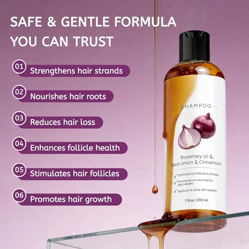 Onion Hair Loss Shampoo with Rosemary & Cinnamon for Thicker Hair 7oz