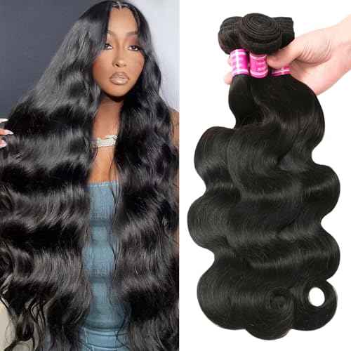 Human Hair Bundles Body Wave Bundles Human Hair 12a Grade 100% Unprocessed Brazilian Virgin Hair Body Wave 3 Bundles Human Hair Extensions For Black Women Natural Color 20 22 24 Inch