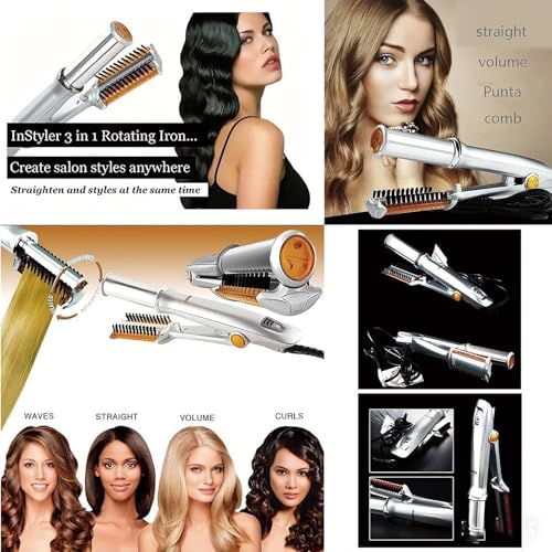 2-in-1 Rotating Curling Iron & Straightener, 3-Temp Ceramic