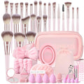 MZGGDM 64Pcs Pink Makeup Brushes Set with Case Professional Foundation Powder Concealers Eyeshadow Contour Blush Makeup Brush Kits Travel Make up Brushes & Tools Eye and Face Makeup Kit