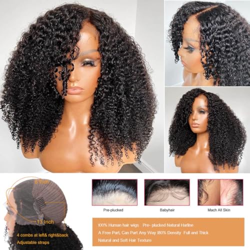 Ladoux 13x6 Kinky Curly Lace Front Wig - 180% Density, 14 Inch