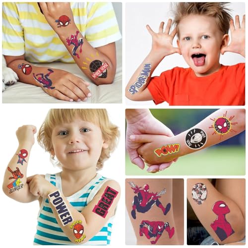 Spiderman Temporary Tattoos for Kids - 10 Sheets