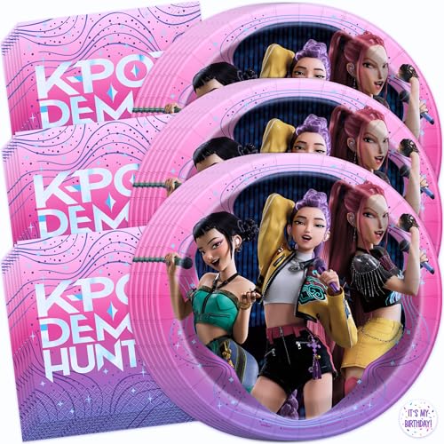 KPop Demon Hunters Plates & Napkins Set for 16 - Officially Licensed Party Decor