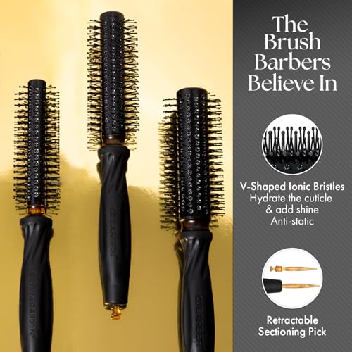 Olivia Garden OG Barber brushes with comfortable ball points tips, ergonomic non-slip handle, ionic technology, lightweight, for easy and quick styling on short hair, ideal for men grooming