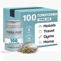 Travel Size Hotel Conditioner 100 Count 1oz Bottles Guest Amenities for Hotels Vacation Rentals & Short Term Rentals Paraben Free White Tea and Coconut Scent Infused with Aloe & Olive Oil | Terra Pure