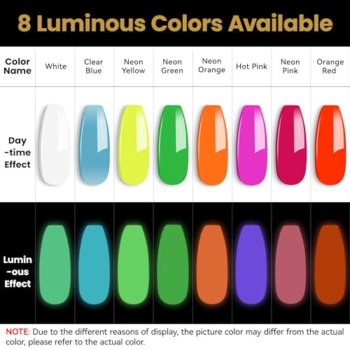 YTD Likomey Glow in the Dark Gel Nail Polish,15ml Neon Pink Luminous Glow Effect UV Nails Gel, Fluorescent Bright Manicure Salon Home DIY UV Manicure Nail Art Varnish,YG06