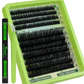 Kmilro Fluffy Lash Clusters Kit 10+18mm Thick Cluster Eyelash Extensions Kit 180D D Curl Volume DIY Lash Extension 220pcs Thin Band Soft Wispy Individual Lashes Kit with Bond and Seal Lash Tweezers