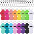 Duufin 16 Pieces Chapstick Holder Keychain with 16 Pieces Metal Clip Cords for Chapstick Tracker and Safeguard