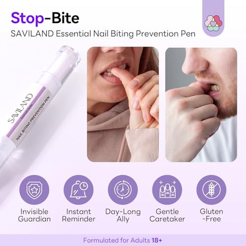 SAVILAND Nail Biting Treatment Pen for Kids & Adults - Quick Dry, Bitter Formula