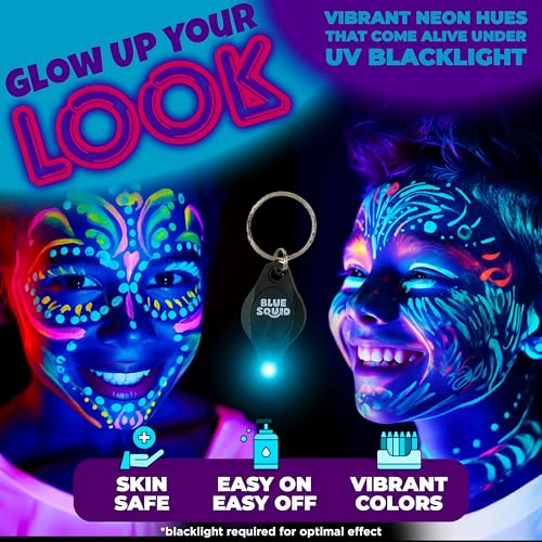 Blue Squid UV Body Paint Kit - 8 Neon Glow Colors