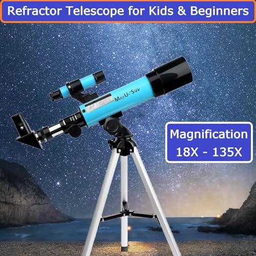 MaxUSee Telescope F360X50mm for Astronomy Beginners, Refractor Telescope with Tabletop Tripod & Finder Scope, Travel Telescope includes 3 Magnification Eyepieces and Moon Mirror