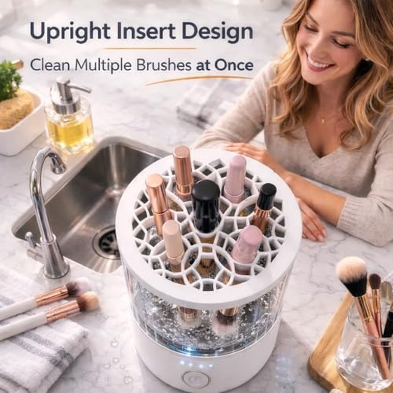 Automatic Electric Makeup Brush Cleaner with 4 Speeds - USB Rechargeable