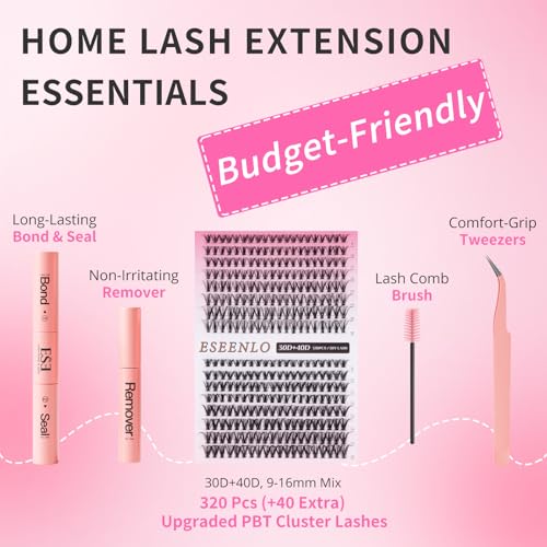 DIY Lash Extension Kit 320pcs 9-16mm Clusters with Bond