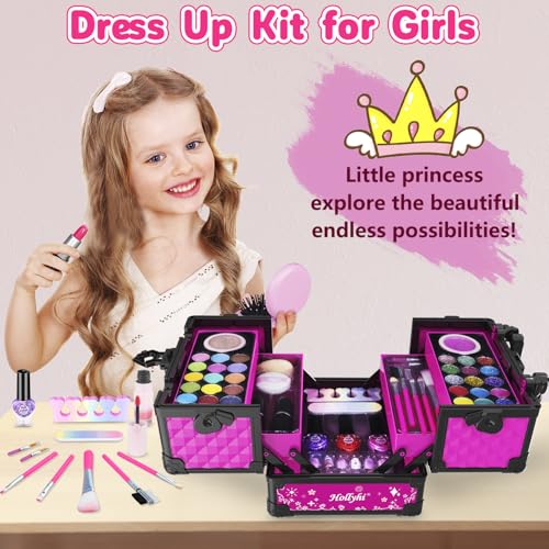 Hollyhi 59-Piece Kids Makeup Kit with Case & Tutorial Booklet