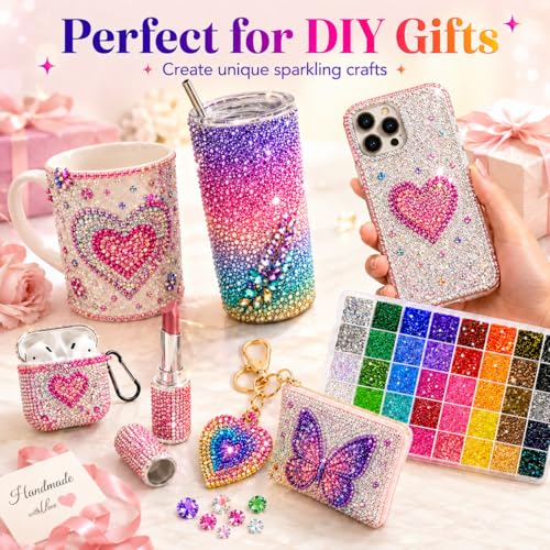 Bedazzling Kit 40000 Pcs Rhinestones, Glue & Tools - Multicolor 40 Colors Luxury Set