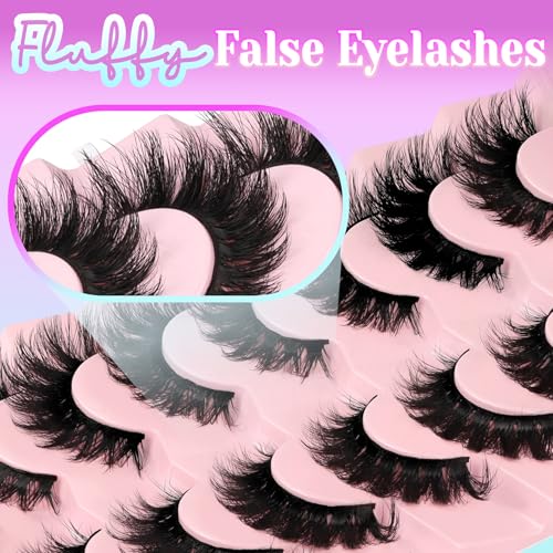 Losha 3D Fluffy Cat Eye False Eyelashes 7 Pairs 8-18mm
