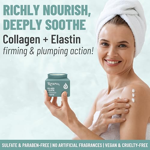 Collagen + Elastin Skin Strengthening Body Butter for Dry Skin ? Hydrating & Firming Skin Care, Vegan Skincare, 16 oz