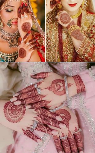 8 Sheets Red Brown Lace Temporary Tattoos - Waterproof