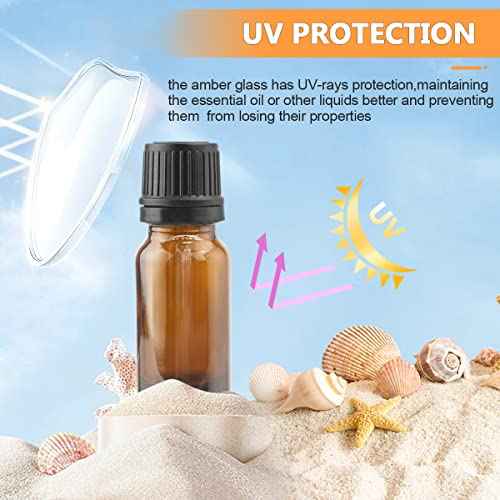 10 ml(1/3 oz) Sample Glass Bottles For Essential Oils 20 Pcs Empty Glass Dropper Vials With Orifice Reducers For DIY Perfume Aromatherapy Fragrance Cosmetic Oils (amber)