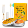 Turmeric Lip Scrub & Balm Set with Brush - Exfoliating Lip Care