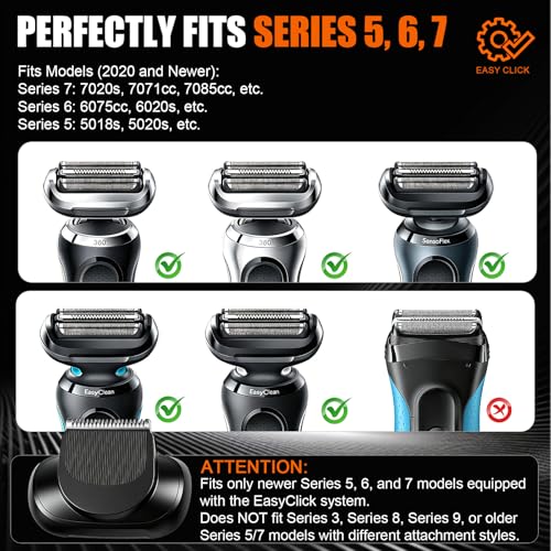 Beard Trimmer Head Attachment for Braun Series 5/6/7 with 5 Guide Combs