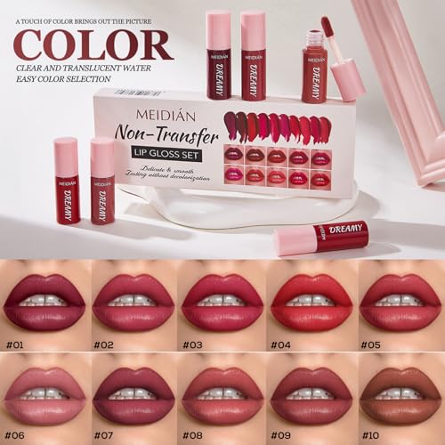 ADMD Matte Lip Gloss Set 10 Velvet Shades Non-Transfer