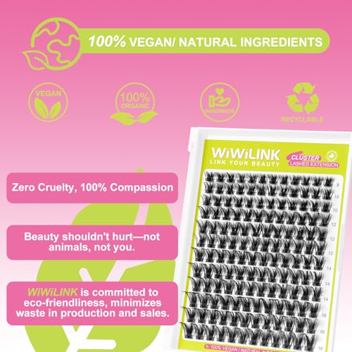 Lash Clusters Mink DIY Lash Extension 8-16mm Thick Volume Eyelash Clusters D Curl Individual Eye Lashes Wispy False Eyelashes Fluffier Cluster Eyelash Extensions Thin Band for Salon, G04