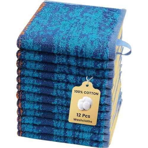SEMAXE 100% Cotton Washcloths 12-Pack, 13 ¡¿ 13 Inch Soft Luxury Face Towels ? Super Absorbent & Quick-Dry, Premium Cloth with Hanging Loop, Oeko-TEX Certified, Gift-Ready Box
