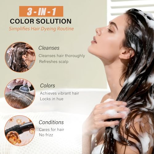Dark Red Hair Dye Shampoo for Gray Coverage, 16.9 Fl Oz