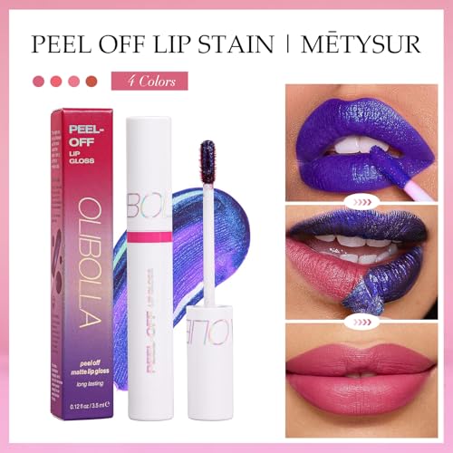 Peel Off Lip Stain-Matte Lip Tint, Long Lasting & Waterproof Tattoo Lip Color, Transfer-Proof, Smudge-Proof, Highly Pigmented Peelable Lip Color for Women
