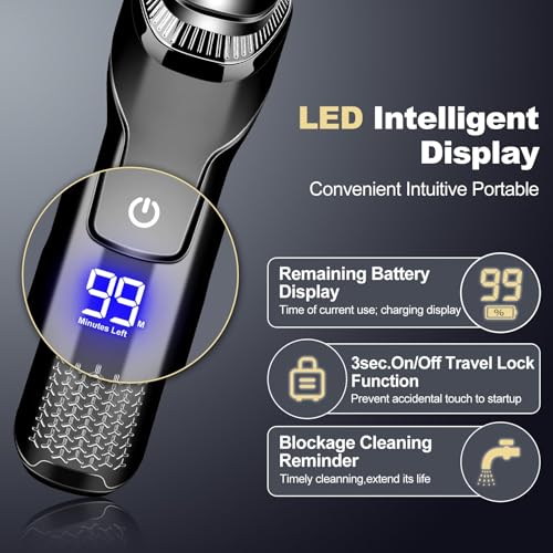 Electric Razor for Men, LED Display 100% Waterproof Cordless Razor, Wet/Dry Shaving,Electric Shaver for Men Includes Nose Hair Trimmer Beard Trimmer Travel Shaver