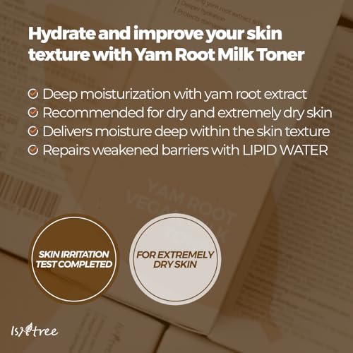 ISNTREE Yam Root Vegan Milk face Toner 200ml, 6.76 fl.oz | Deep Moisture with Plant-Based Milk Complex | Gentle Hydration for Dry & Sensitive Skin | Vegan Korean Skincare