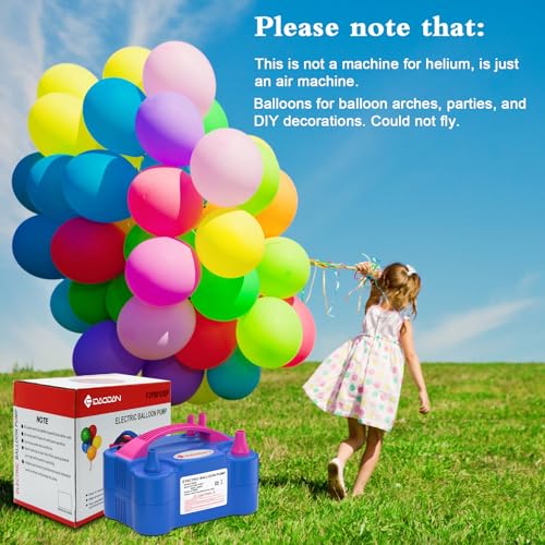 IDAODAN Electric Balloon Pump, Portable Electric Balloon Blower Machine Balloon Air Pump Dual Nozzle Rose Red 110V 600W Balloon Inflator for Party Decorations