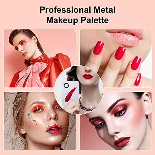Stainless Steel Makeup Palette Set with Spatula - 2pcs 6x4in