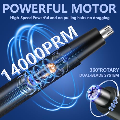 Nose Hair Trimmer for Men Women-2026 All-in-1 Professional Use for Nose Ear Hair Trimmers Clipper Pro-14,000RPM Motor,2 hrs Rechargeable Hair Trimmer Set with Dual Edge Blades N416
