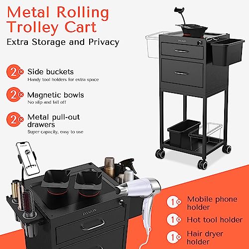TASALON Metal Salon Cart with Lockable Drawers & Wheels