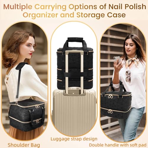 Nail Polish Organizer Bag - Holds 84 Bottles, 3-Layer Storage Case
