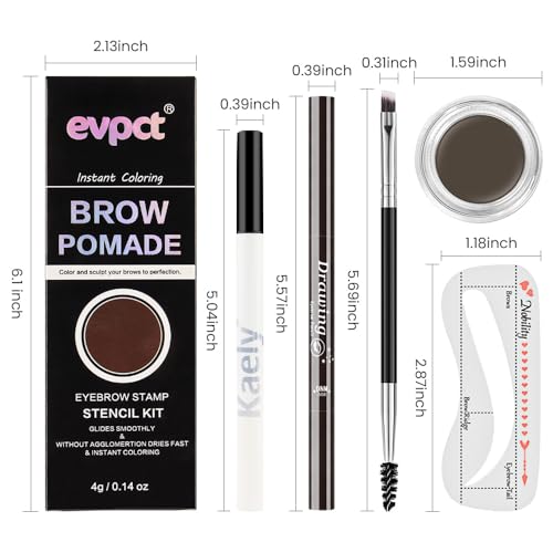 Eyebrow Stencil Kit with Pencil, Pomade & Eyeliner - 10 Stencils