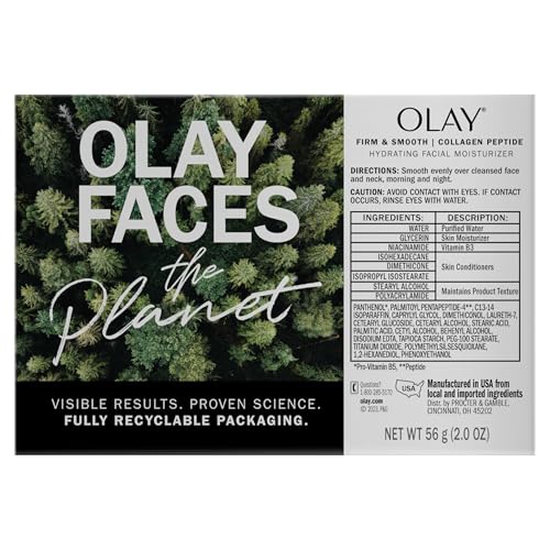 Olay Firm & Smooth Collagen Peptide Face Moisturizer, 2 oz Fragrance Free Firming Face Cream for Hydration and Skin Renewal, Recyclable Eco Jar Packaging