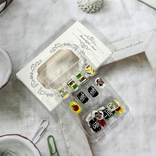 Back to School Press On Nails - 24 Pcs Cute School Design